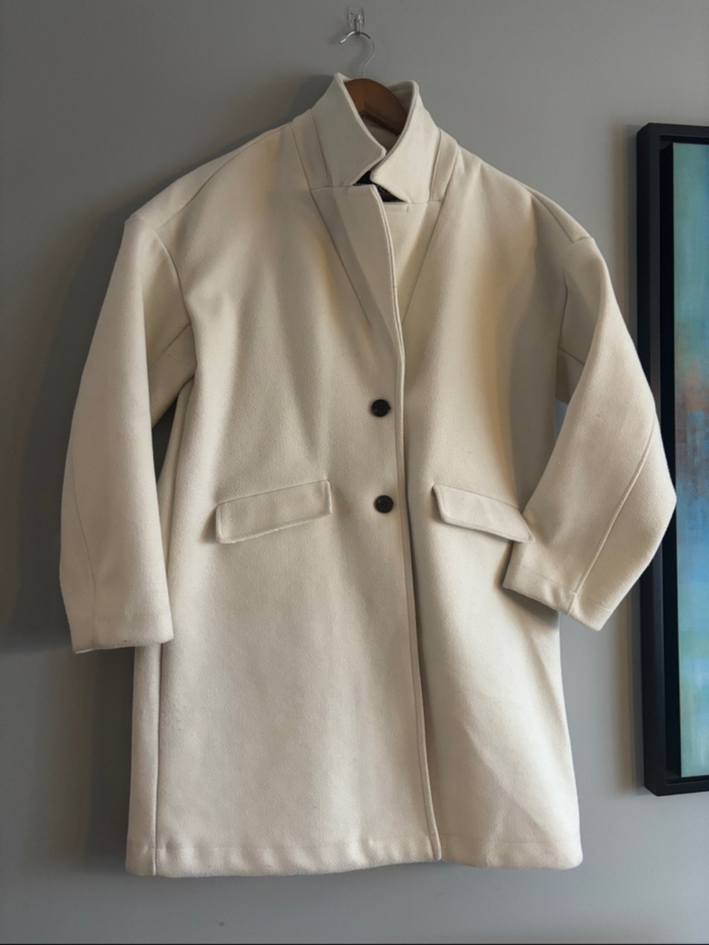 Cream Women's Wool Blend Single-Breasted Coat